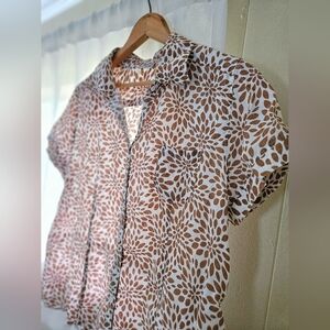 Kim Rogers 100% linen blouse white & terracotta